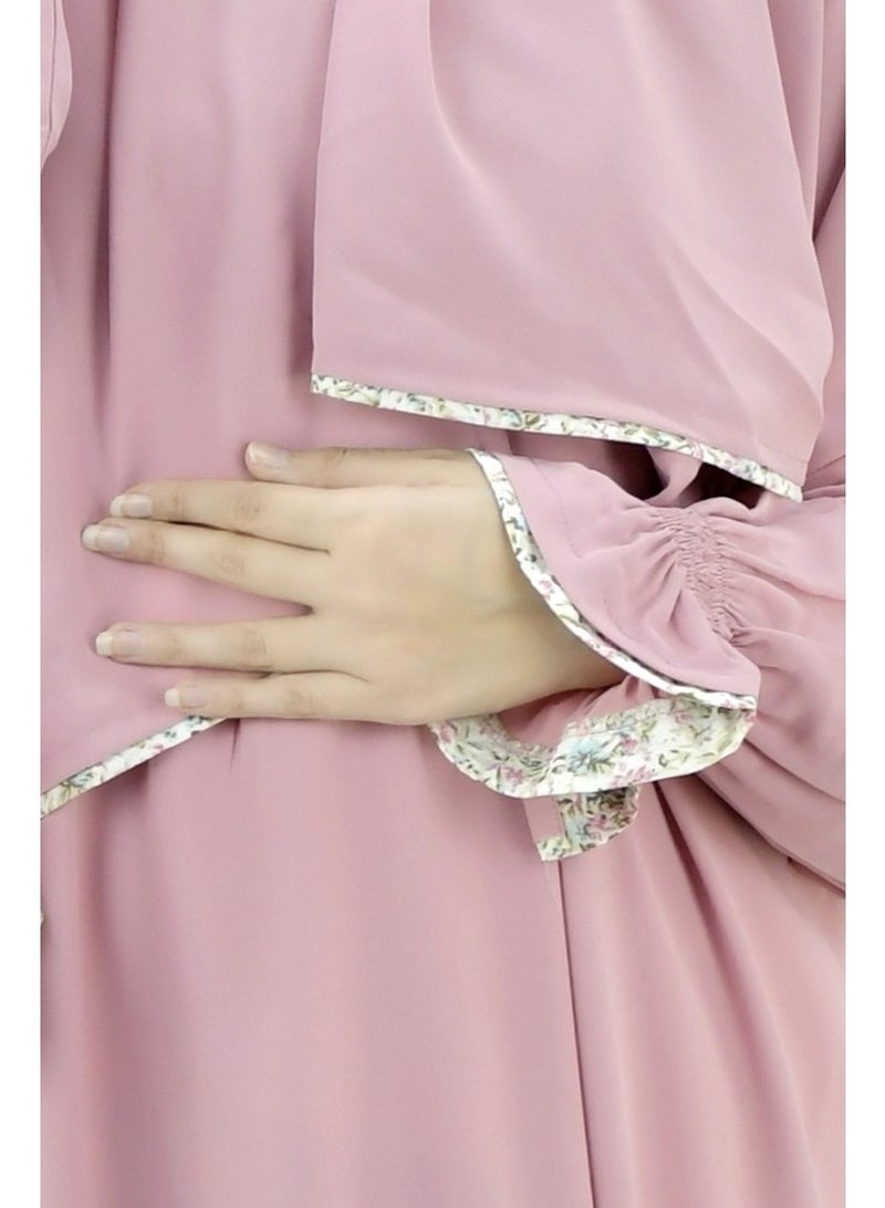  داماس كولكشن باس صلاة نسائي قطعة واحدة من قماش كريب فوكا فاخر مع وشاح متصل وجيب – ملابس صلاة شرعية مريحة - Image 5